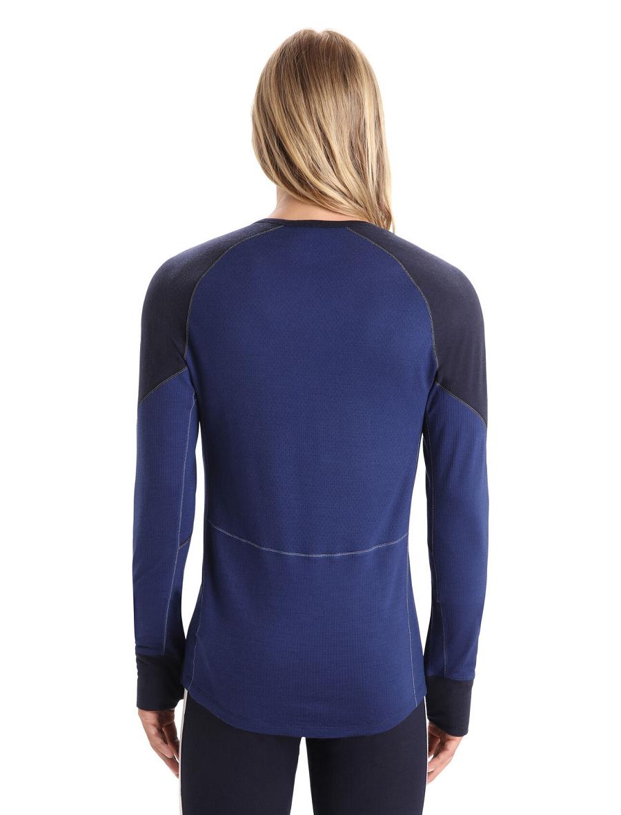 Men's Icebreaker BodyfitZone™ Merino 260 Zone Long Sleeve Crewe Thermal Top Base Layers Midnight Navy / Royal Navy | CA 1566PJJQ